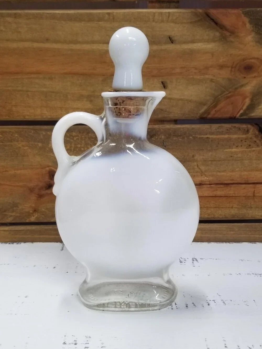 Jim Beam Whiskey Decanter Bottle Glass Opalescent Glass 1957 EMPTY BOTTLE